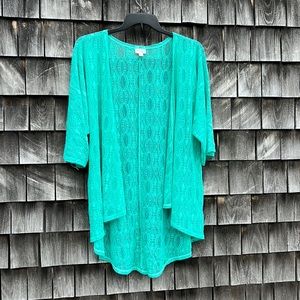 Lularoe green lace kimono medium